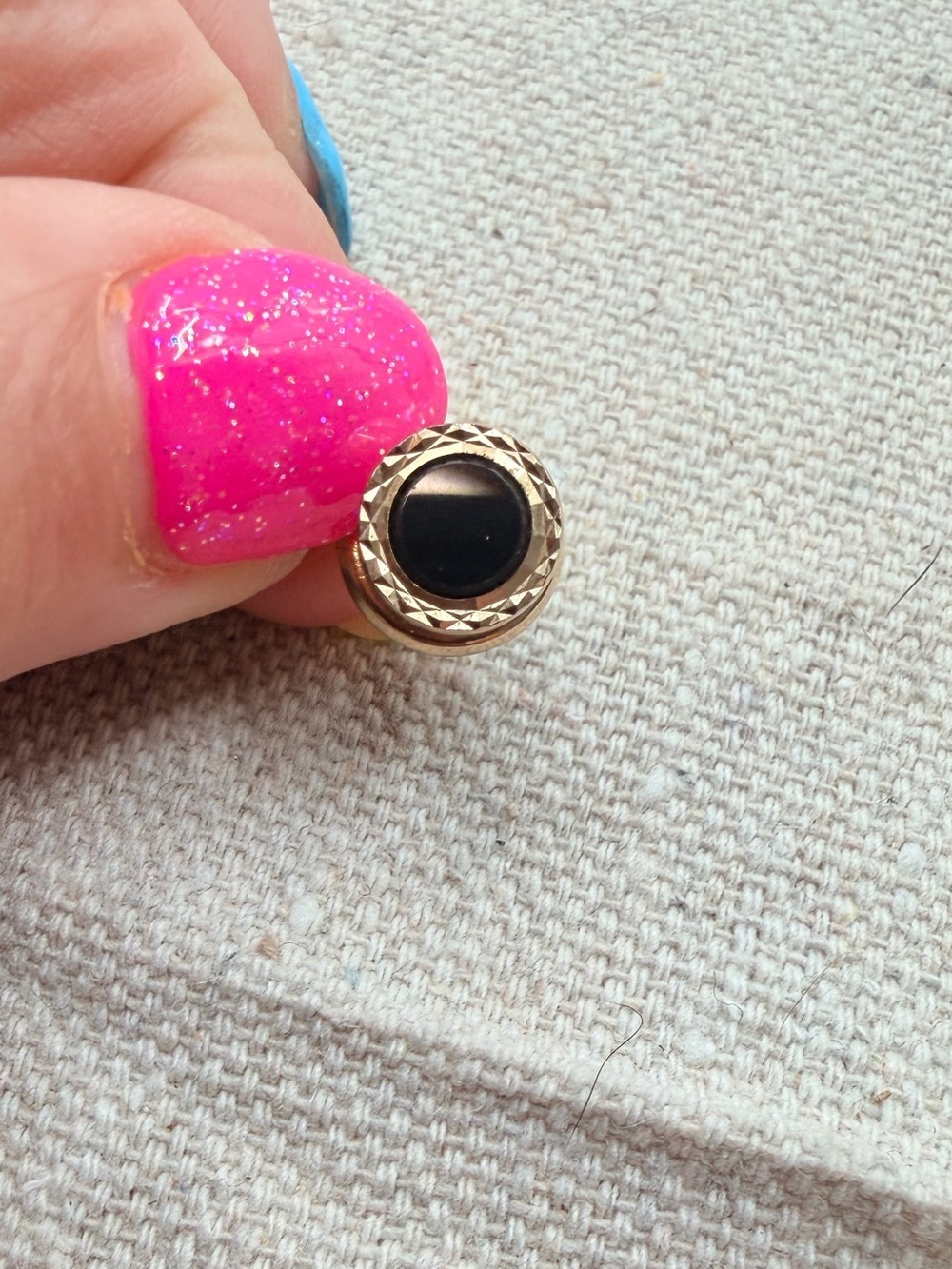 Gold Tone Black Onyx Stud Tie Pin